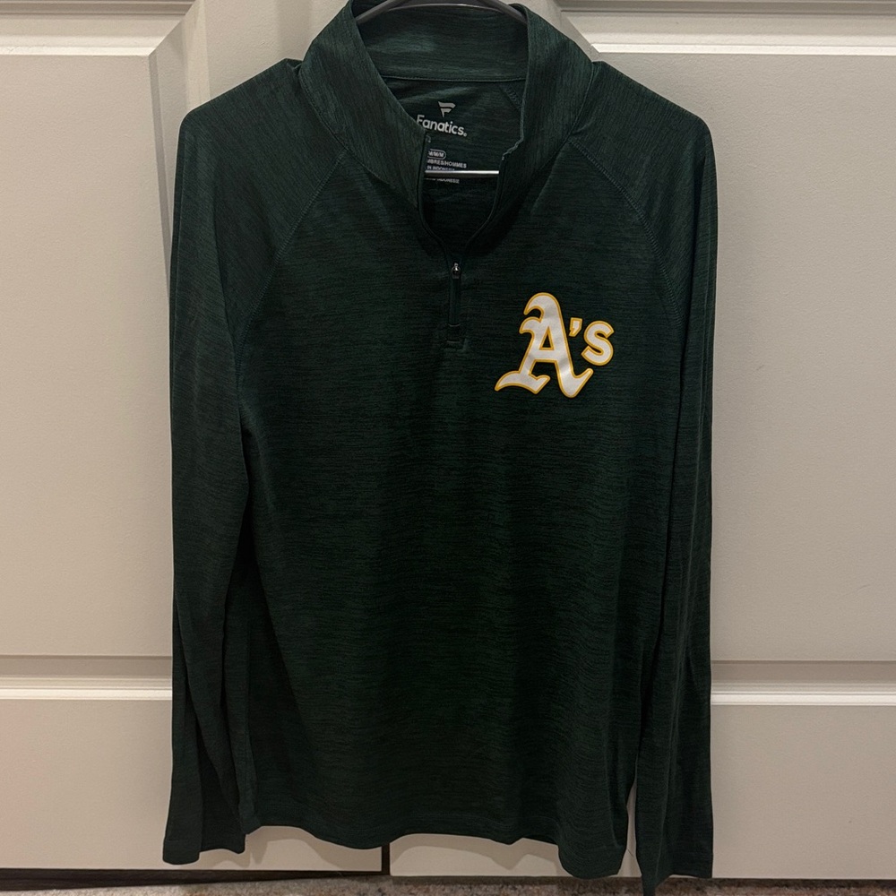 Fanatics Dark Green A's Quarter-Zip Pullover